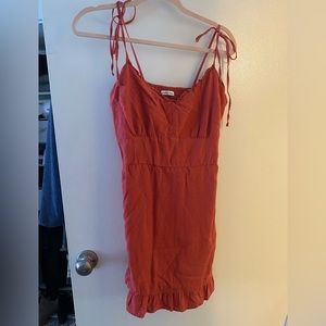 Abercrombie & Fitch Red Tie Strap linen dress